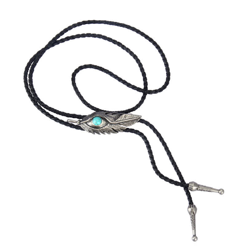 Cravatta Bolo a forma di piuma con intarsi in pietra turchese blu - image 5