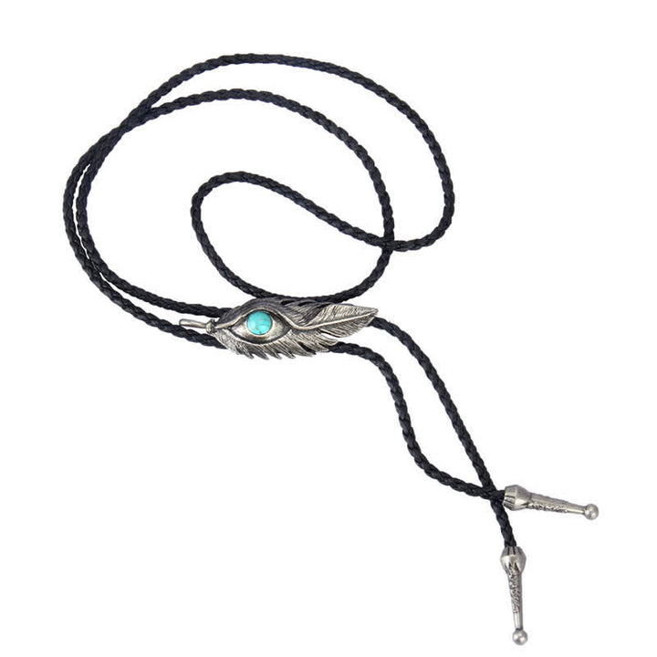 Cravatta Bolo a forma di piuma con intarsi in pietra turchese blu - image 5