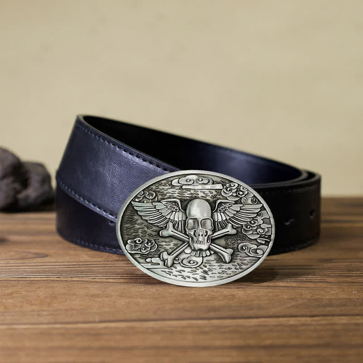 Cintura in pelle con fibbia porta birra creativa fai da te a forma di teschio e angelo da uomo