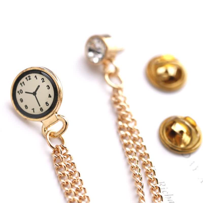 Spilla a catena con orologio da uomo vintage