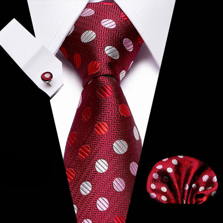 Set di 3 cravatte a pois rosse e bianche da uomo