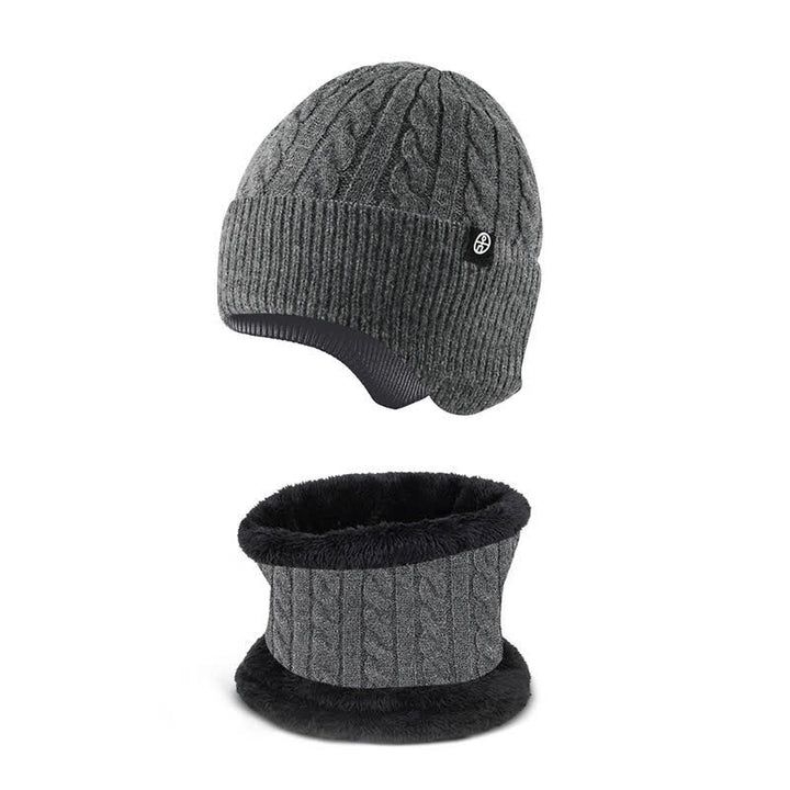 2 pezzi di berretto lavorato a maglia con sciarpa per protezione orecchie da uomo