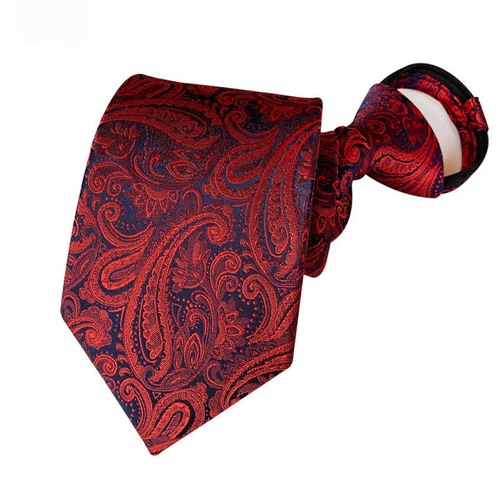 Cravatta floreale con cerniera Paisley retrò da uomo - Rosso - image 6