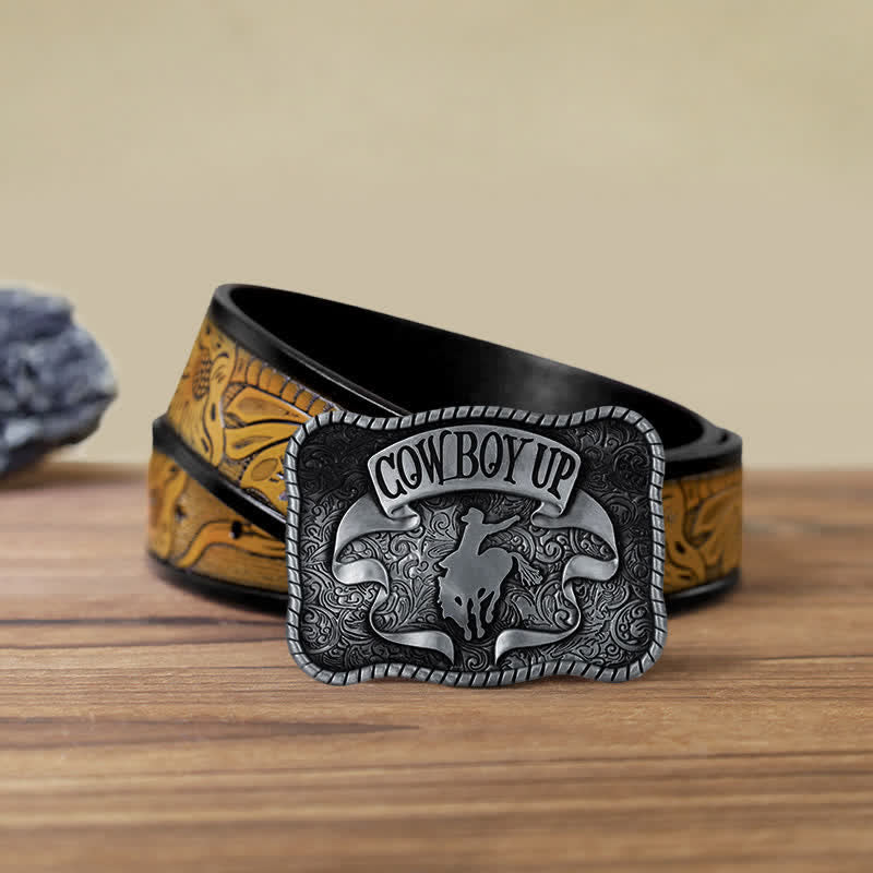 Cintura in pelle con fibbia da cavallo da rodeo da cowboy fai da te da uomo