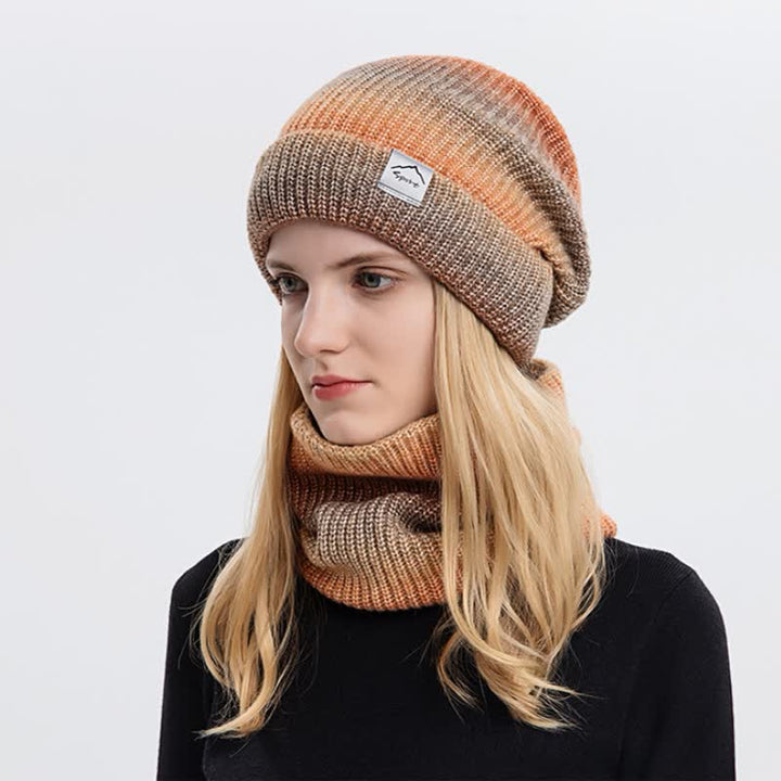 Set di 2 cappelli e sciarpe elastici con gradiente di colore