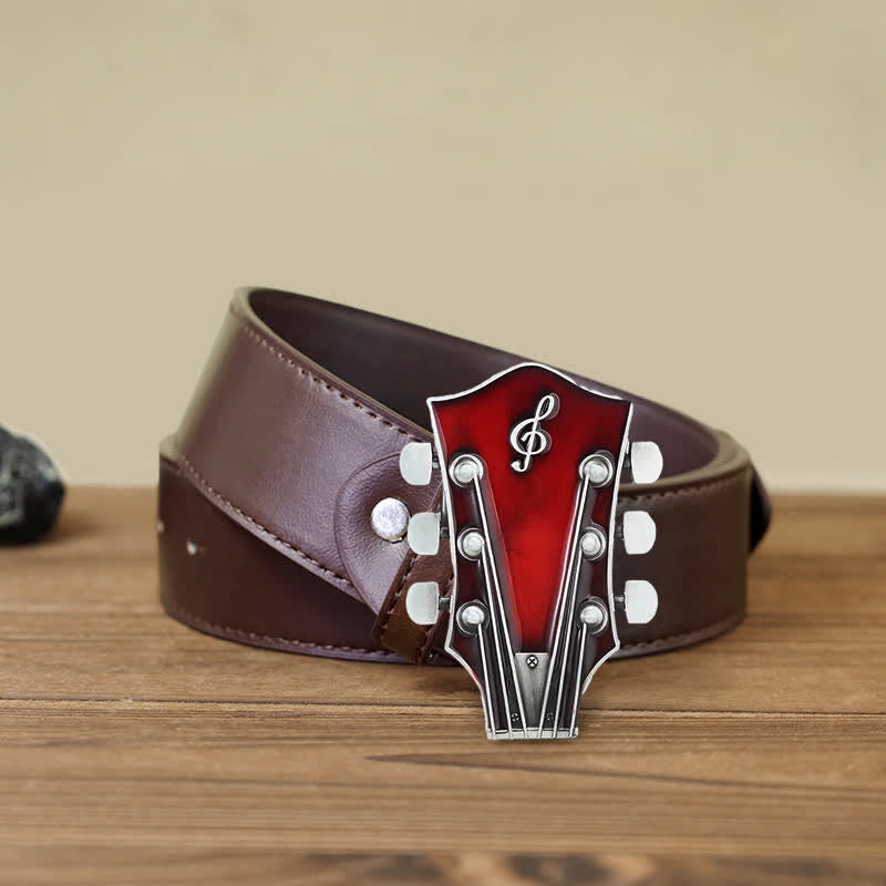 Cintura in pelle con fibbia per paletta di chitarra musicale fai da te da uomo