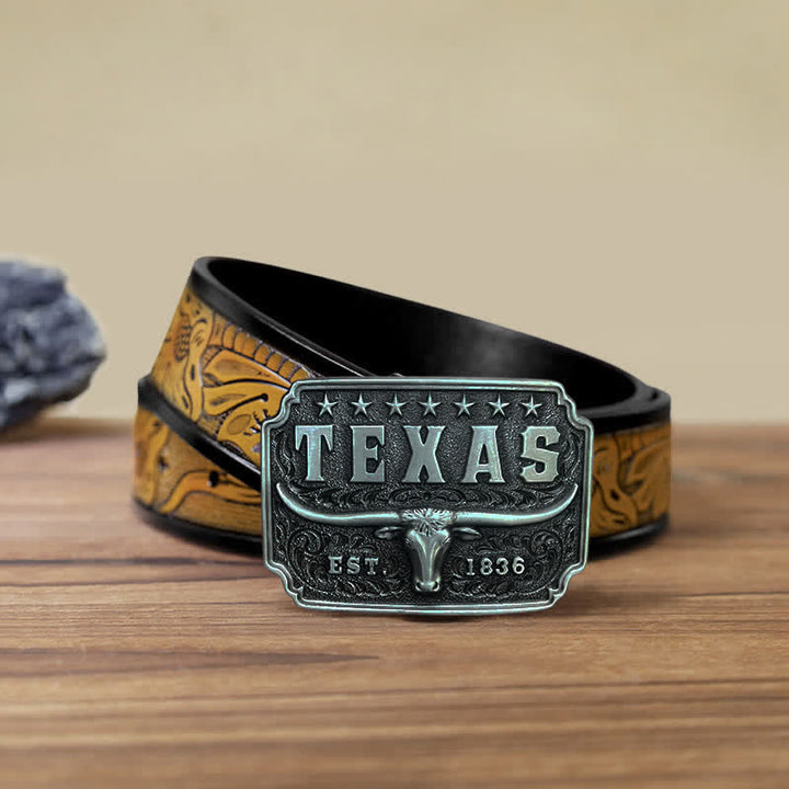 Cintura in pelle con fibbia Texas da cowboy fai da te da uomo