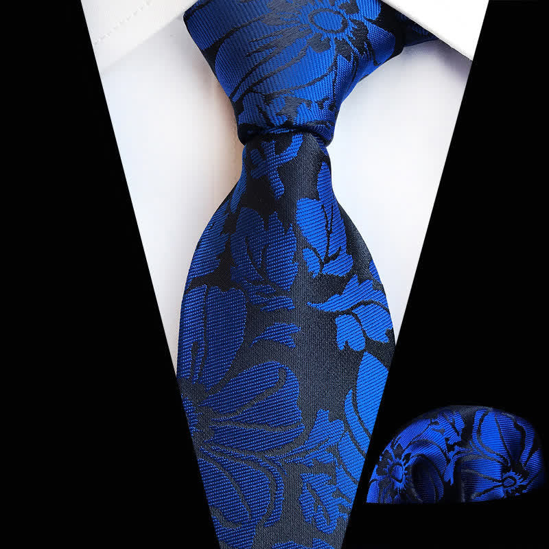 Set di 2 cravatte floreali da uomo con foglie da giardino - Blu - image 2