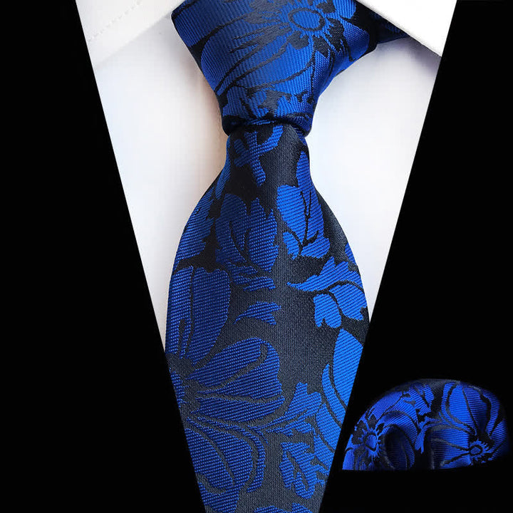 Set di 2 cravatte floreali da uomo con foglie da giardino - Blu - image 2