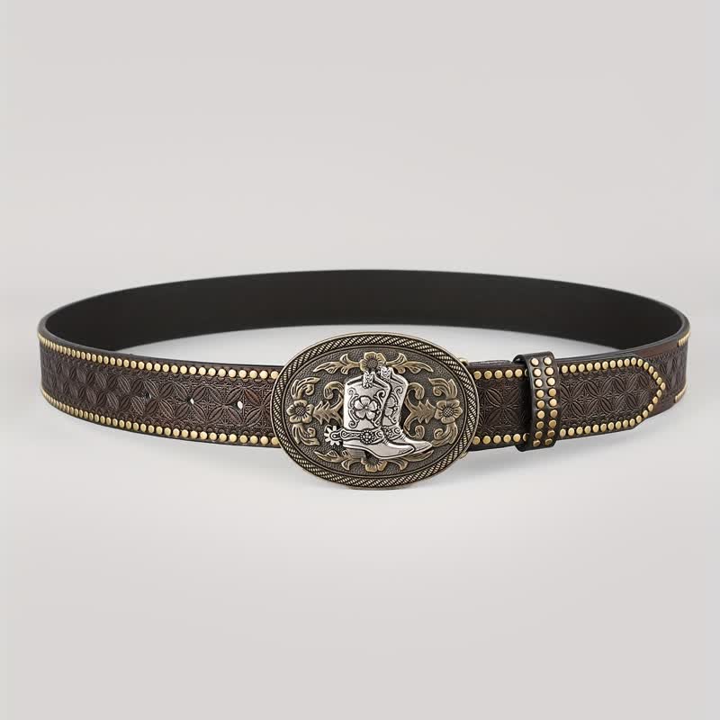 Cintura in pelle con fibbia ovale, stile retrò, da uomo, in argento - image 2