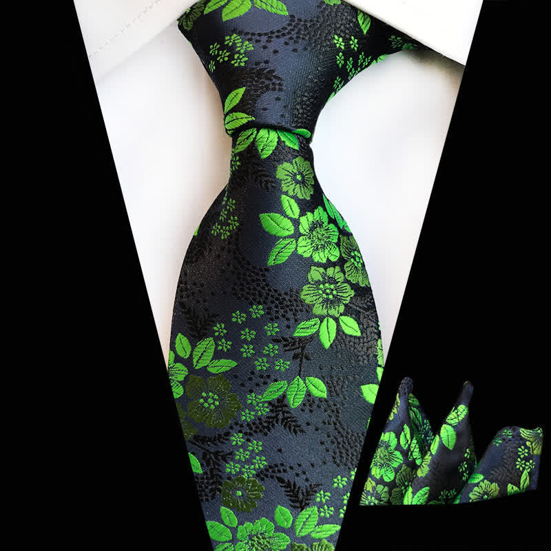 Set di 2 cravatte floreali con fiori di prugna da uomo - Verde lime - image 12