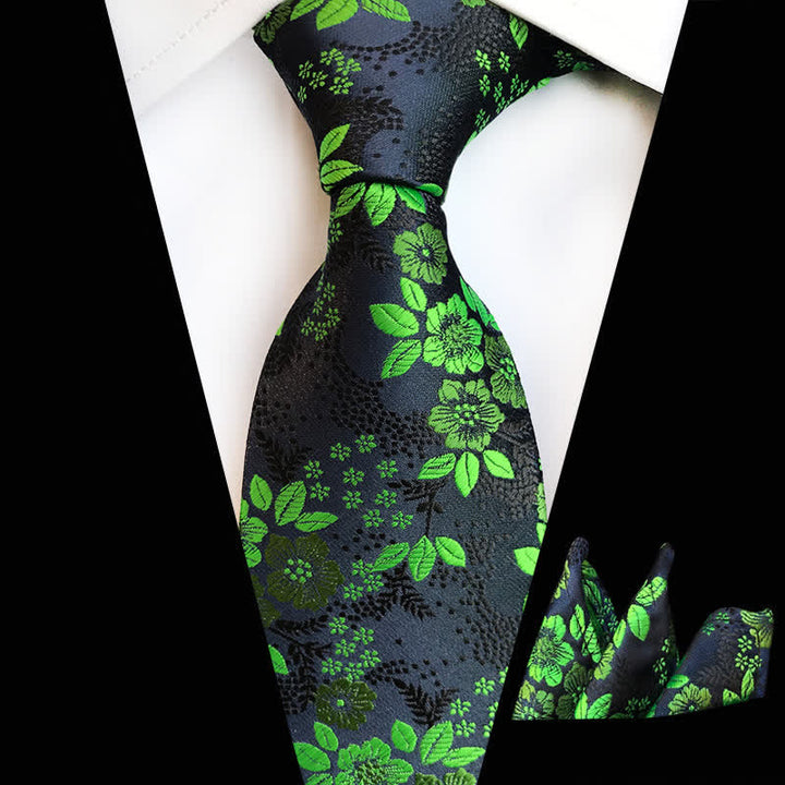 Set di 2 cravatte floreali con fiori di prugna da uomo - Verde lime - image 12