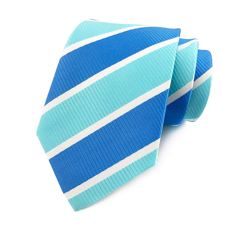Cravatta a righe urbane preppy da uomo - Blu cielo e blu - image 7