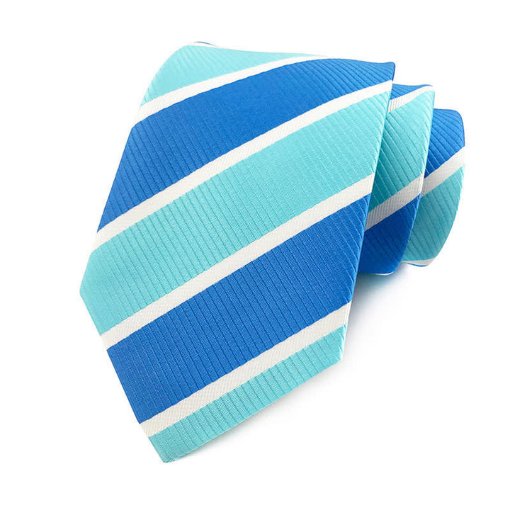 Cravatta a righe urbane preppy da uomo - Blu cielo e blu - image 7