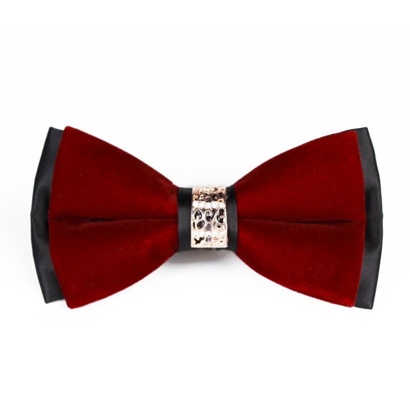 Papillon in velluto patchwork con strass da uomo - Borgogna - image 6