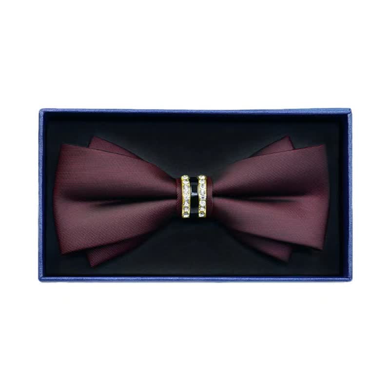 Papillon da uomo in metallo opaco con strass - Arco - Borgogna - image 6