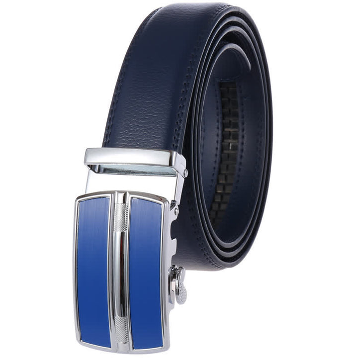 Cintura in pelle con fibbia automatica cava semplice da uomo - Blu - 46 - image 12