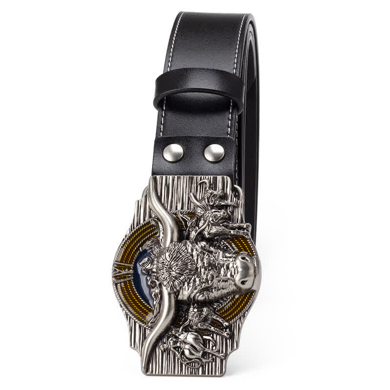 Cintura in pelle goffrata Longhorn Bull da uomo