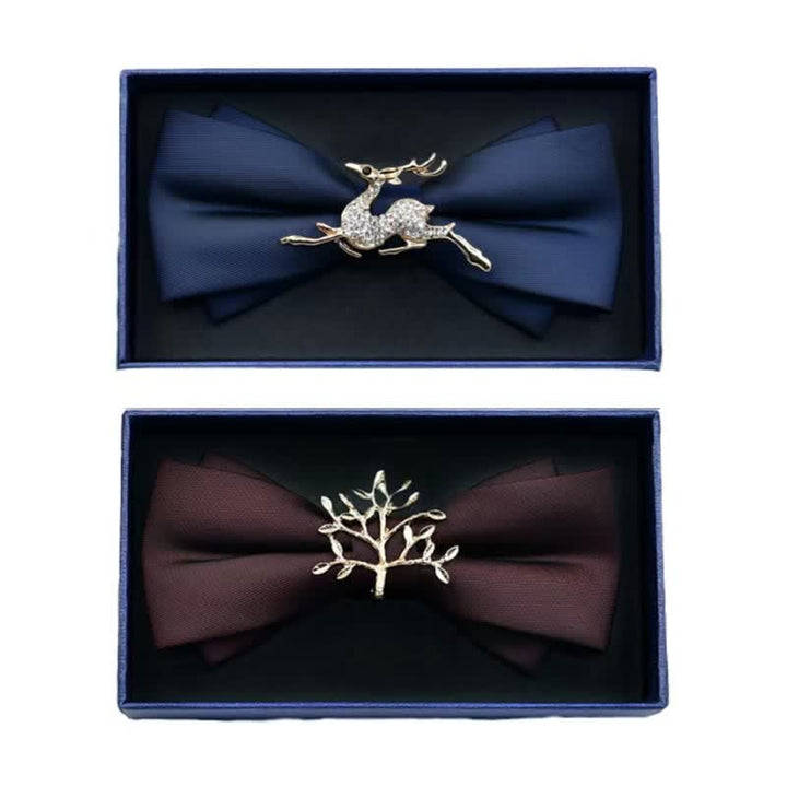 Papillon da uomo in metallo opaco con strass