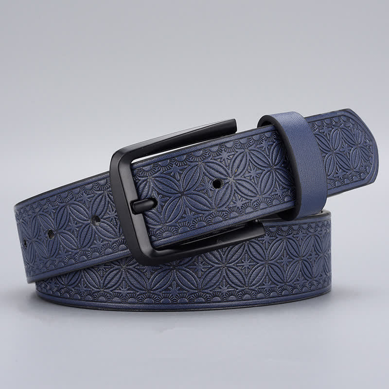 Cintura in pelle con stampa geometrica di monete da uomo - Blu scuro - 44 - image 1