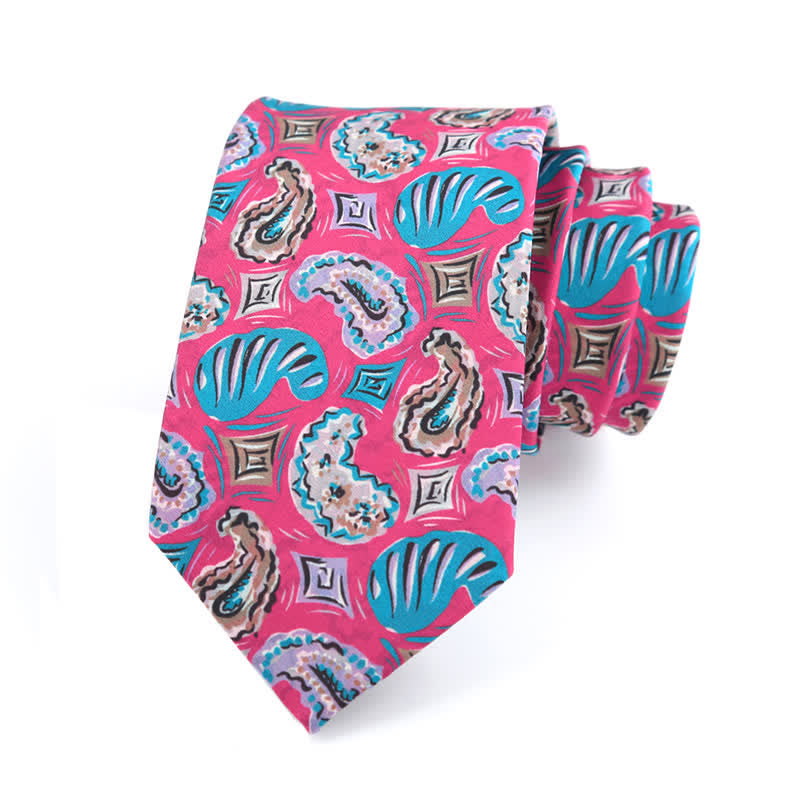 Cravatta da uomo con stampe Paisley rosa e blu