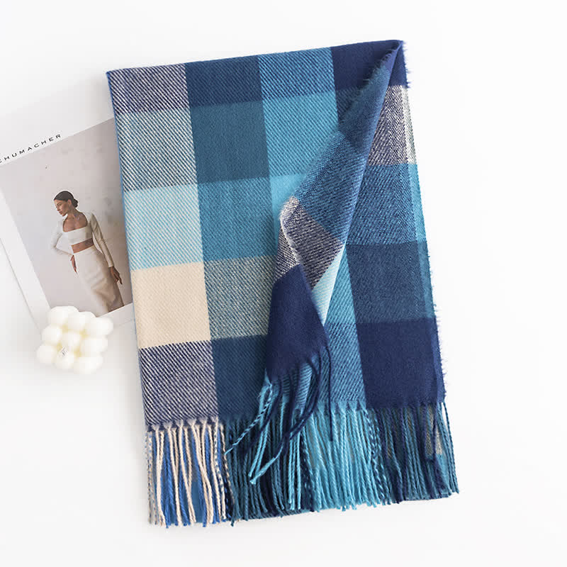 Sciarpa con frange dai colori vivaci e brillanti da donna - Blu - image 10