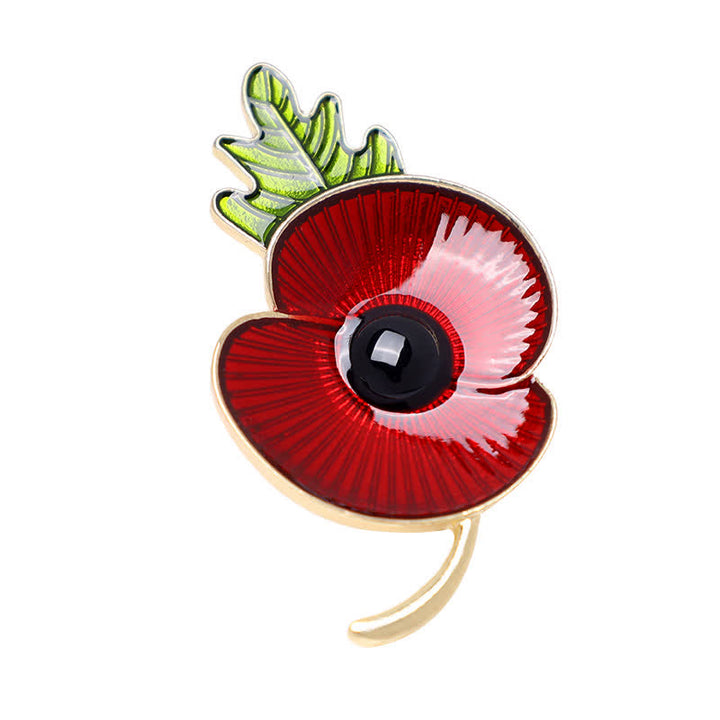 Spilla unisex commemorativa a forma di foglia di papavero rosso