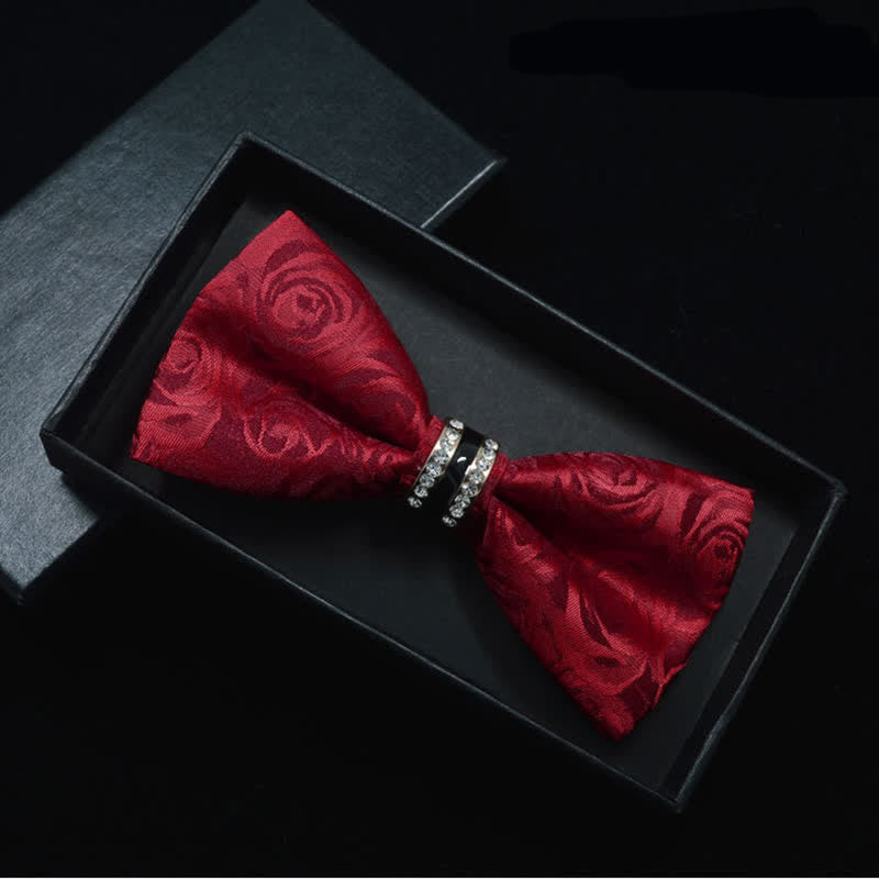 Papillon da uomo con motivo floreale Paisley a righe e strass