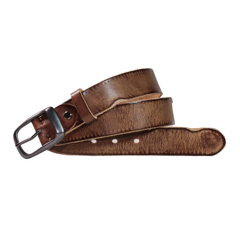 Cintura in pelle stile western invecchiato da uomo