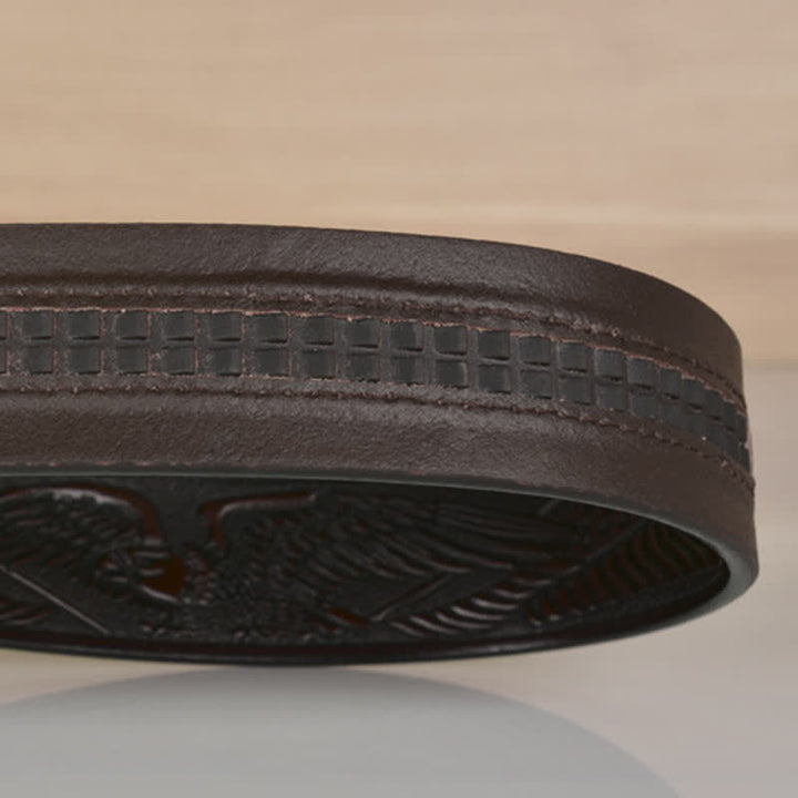 Cintura in pelle goffrata con fibbia Hollow Eagle da uomo