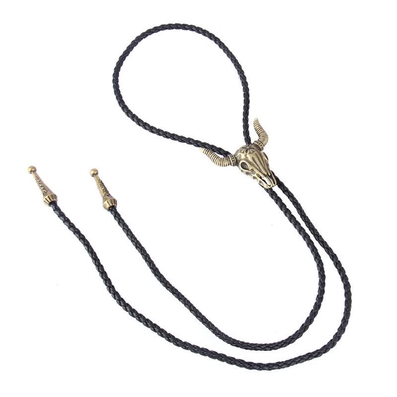 Cravatta Bolo Vintage in Stile Nativo con Testa di Toro