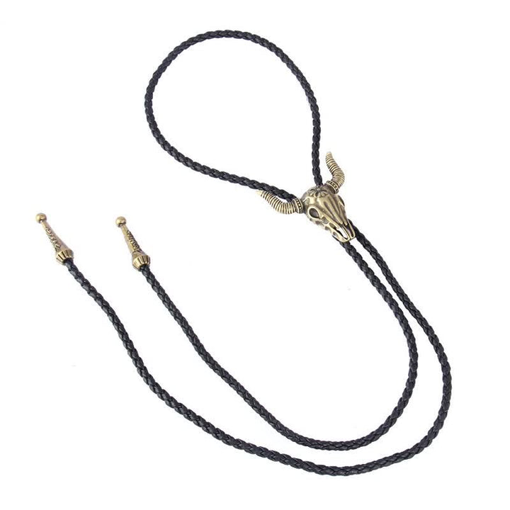 Cravatta Bolo Vintage in Stile Nativo con Testa di Toro