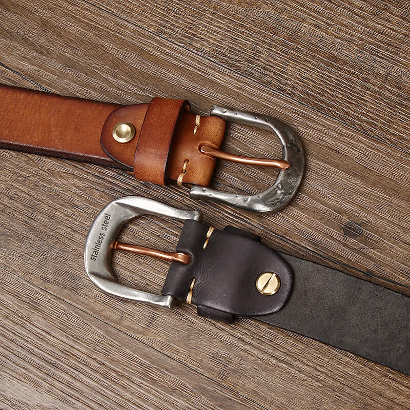 Cintura in pelle con fibbia intagliata vintage classica da uomo