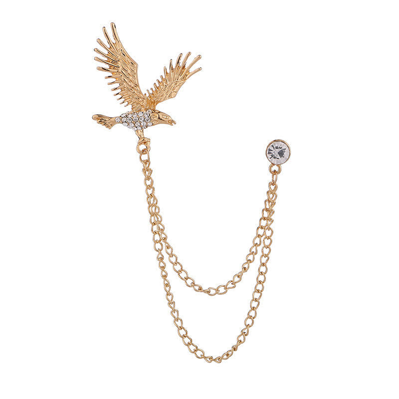 Spilla da uomo con aquila in volo e strass - image 4