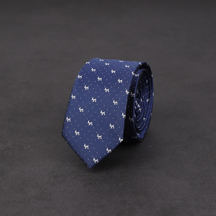Cravatta da sera blu navy da uomo con motivo cucciolo