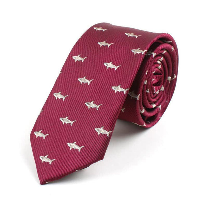 Cravatta da uomo con simpatici motivi dei cartoni animati - Squalo rosso - image 10
