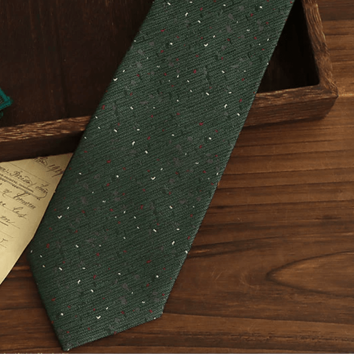 Cravatta da uomo con pois multicolore verde foresta 