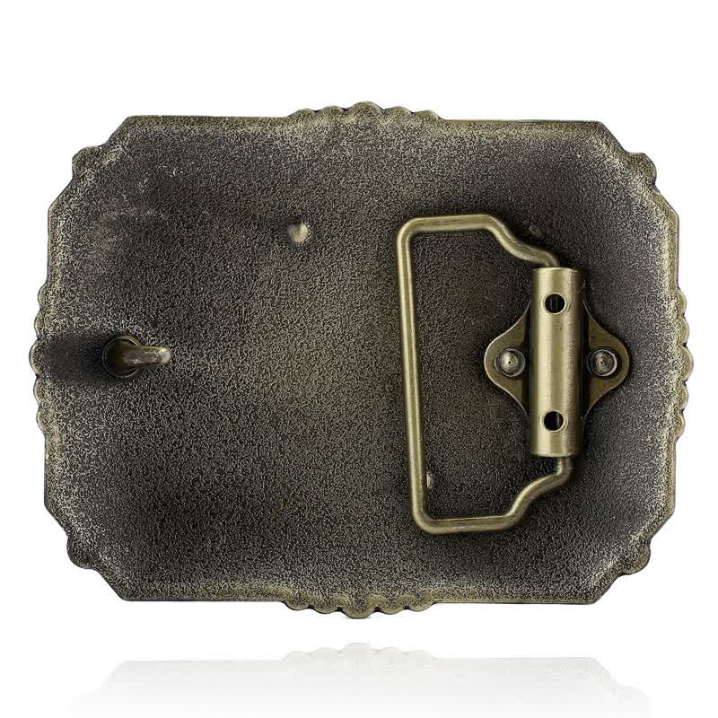Cintura in pelle fai da te da uomo con fibbia per preghiera inginocchiata a forma di croce di cavallo