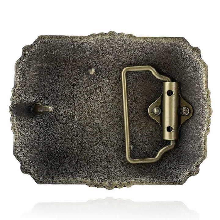 Cintura in pelle fai da te da uomo con fibbia per preghiera inginocchiata a forma di croce di cavallo