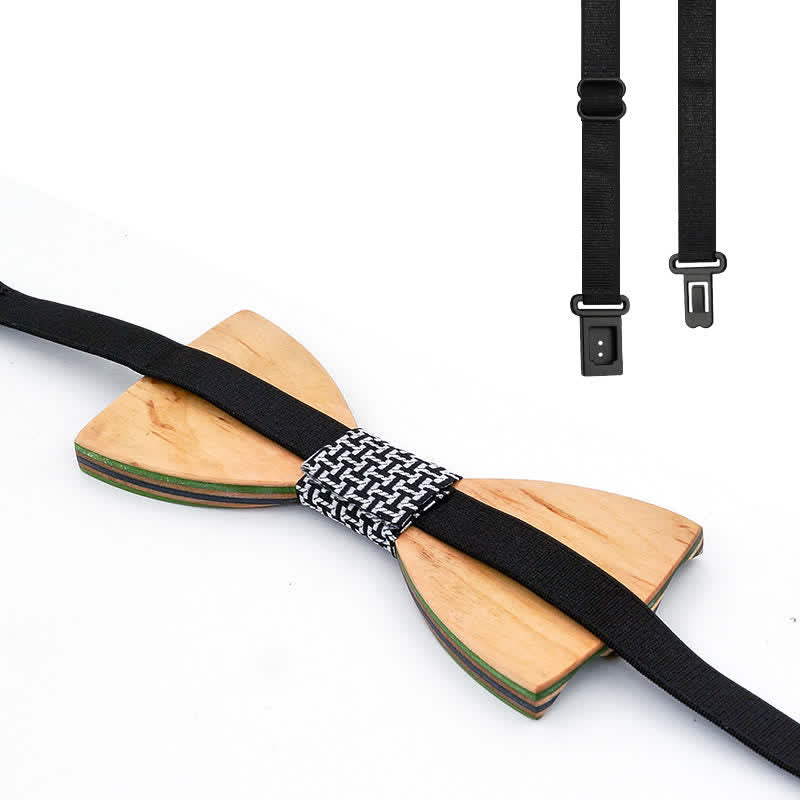 Set di 2 papillon in legno con incisione laser da uomo