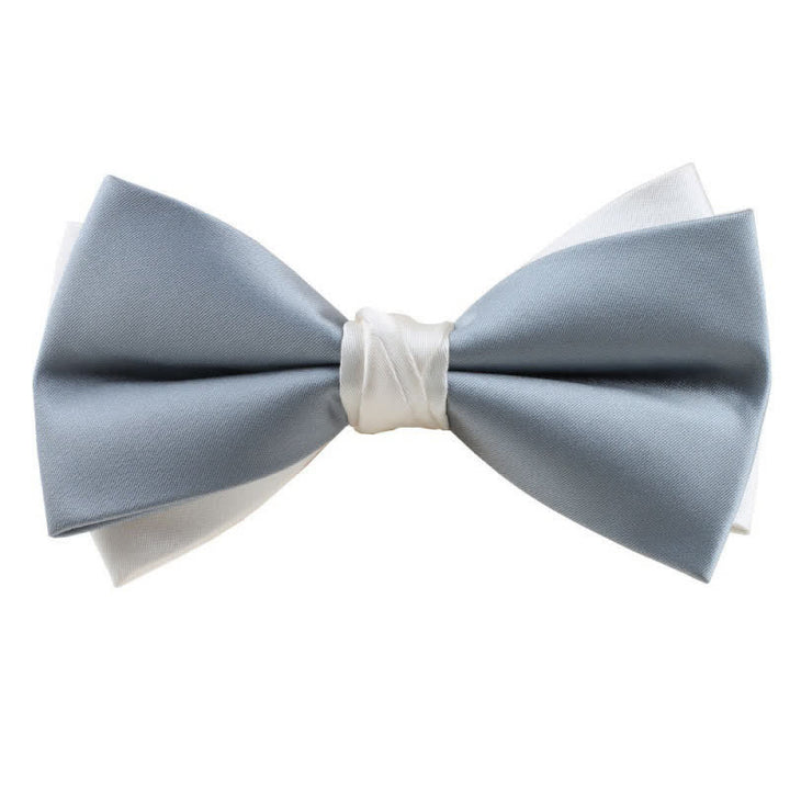 Papillon asimmetrico bicolore da uomo - Azzurro pallido e bianco - image 17