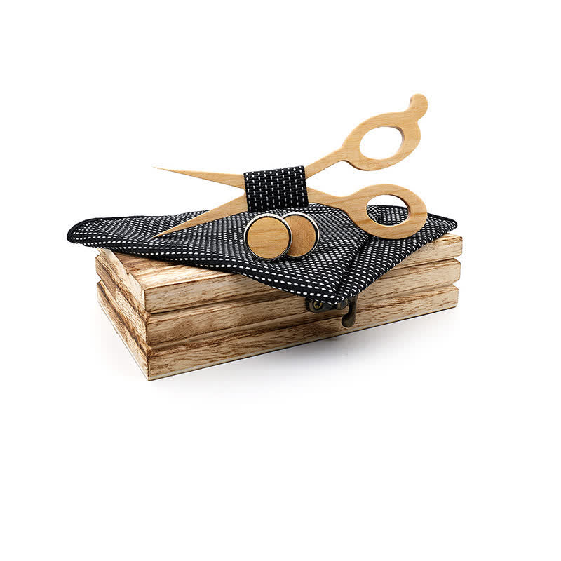 Set di 3 papillon in legno con forbici da uomo - Nero - image 9