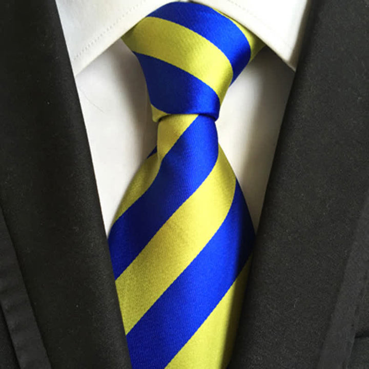 Cravatta a righe Peppy Block da uomo - Giallo e blu - image 5