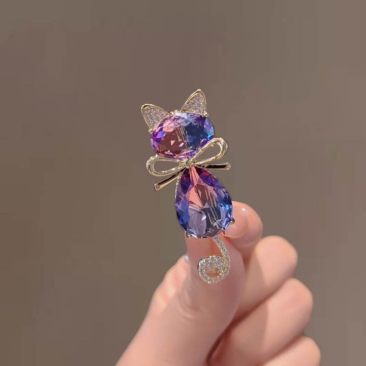 Spilla con strass a forma di gattino carino da donna