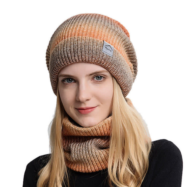 Set di 2 cappelli e sciarpe elastici con gradiente di colore