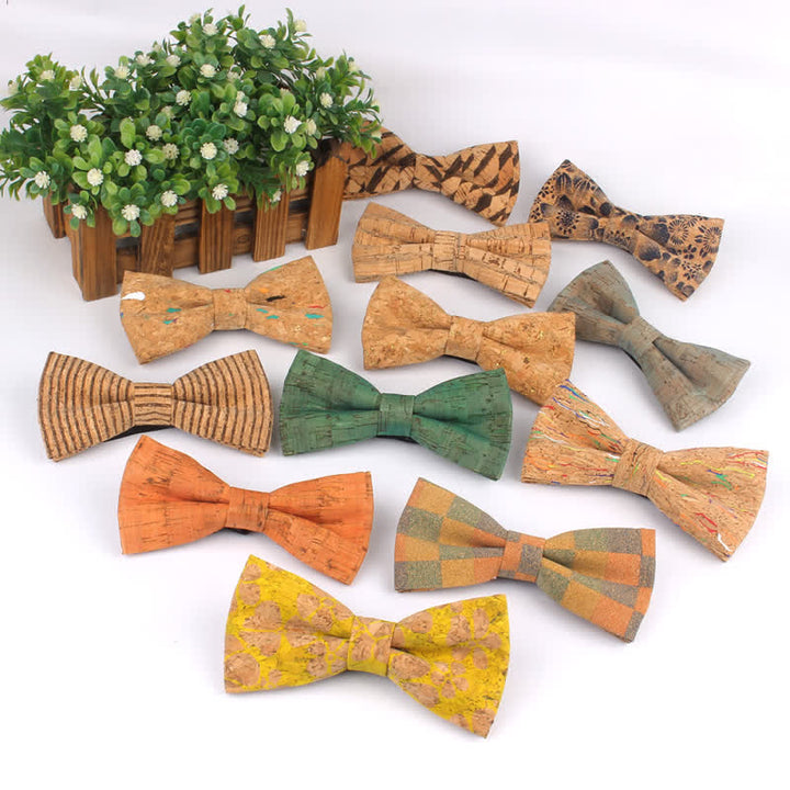 Papillon multicolore con stampa geometrica effetto legno da uomo