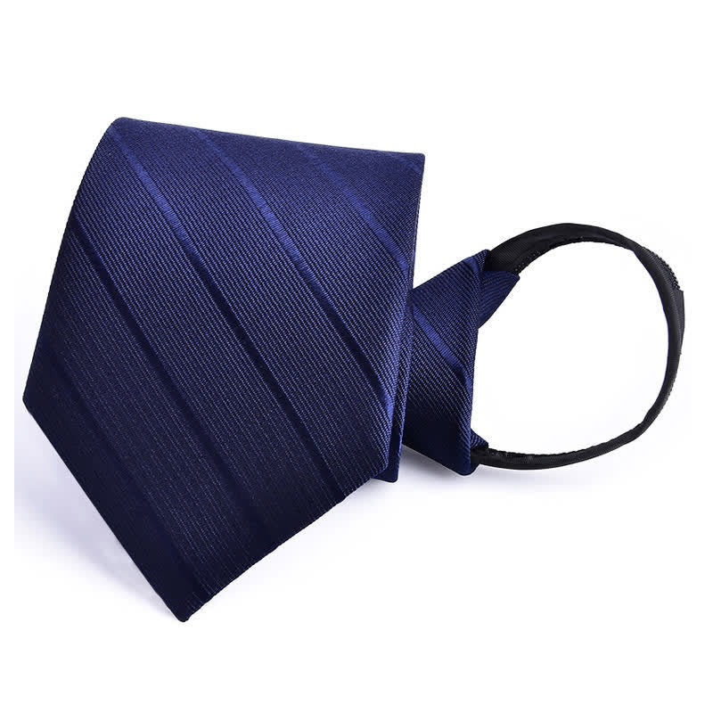 Cravatta a righe a quadri con cerniera da uomo - A righe blu navy - image 19