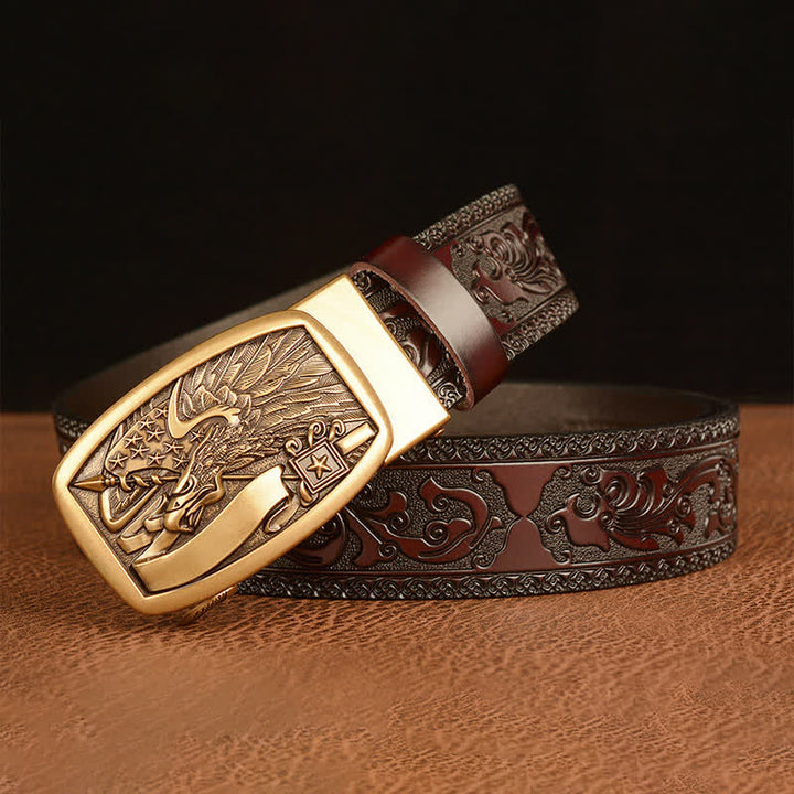 Cintura in pelle con bandiera americana e aquila da uomo - image 1