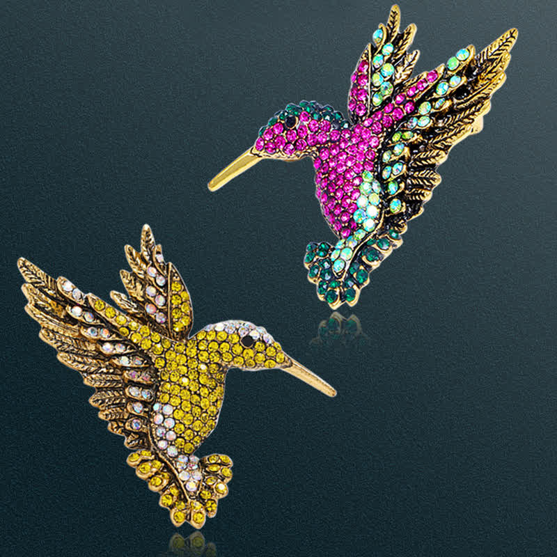 Spilla con strass a forma di colibrì da donna