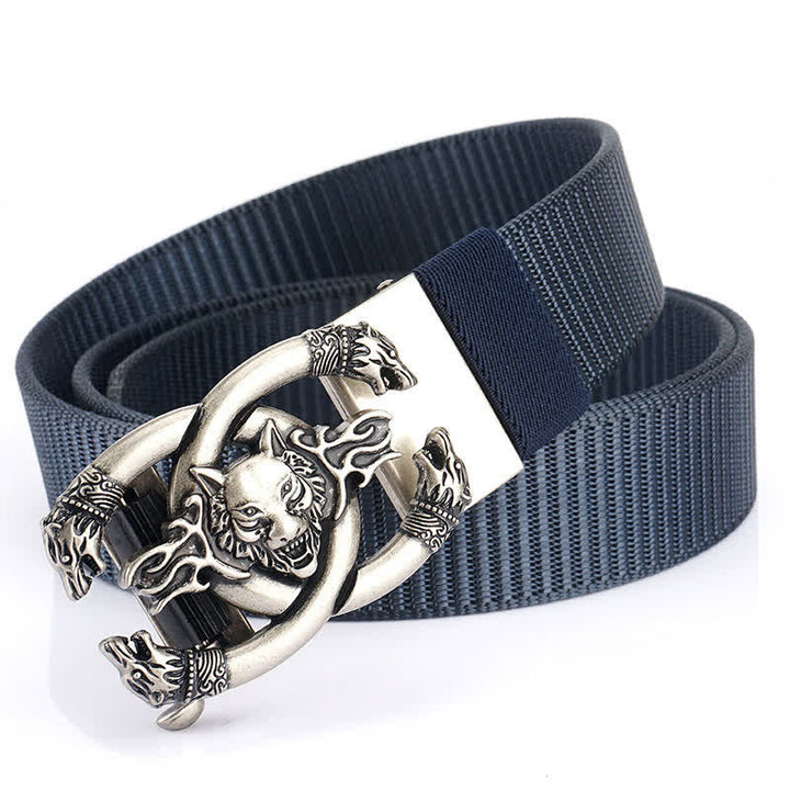Cintura da uomo in nylon con scritta "Fierce Wolves In Flame"